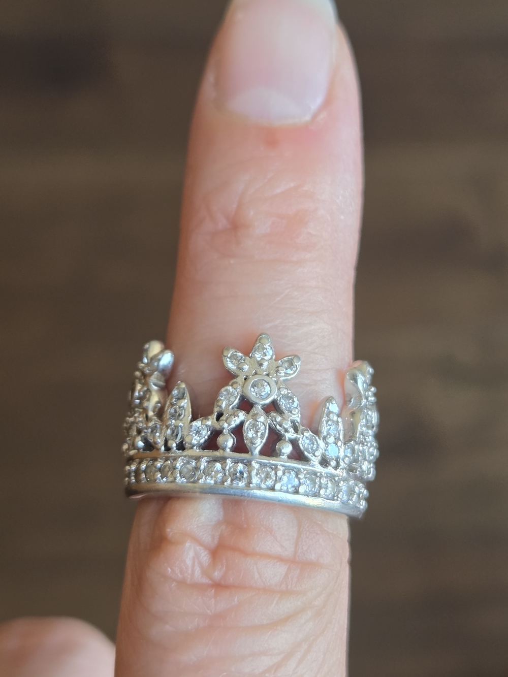 Sterling Silver Crystal Tiara Crown Ring - Women's Jewelry